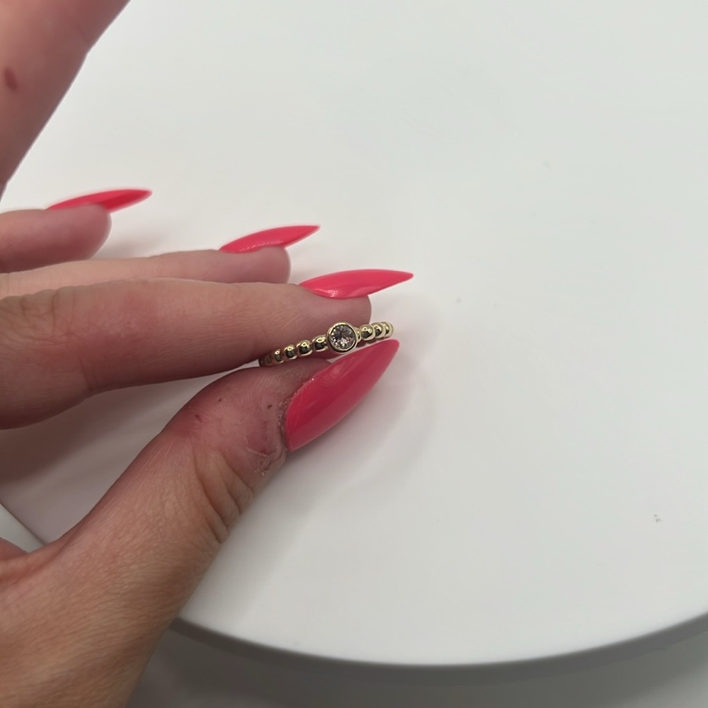 334. Qudo 18k Gold Plated Stackable Ring With Swa… - image 1